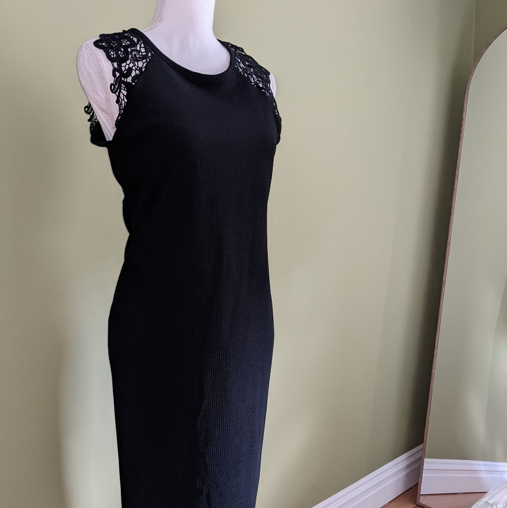 Black Lace Sleeve Dress